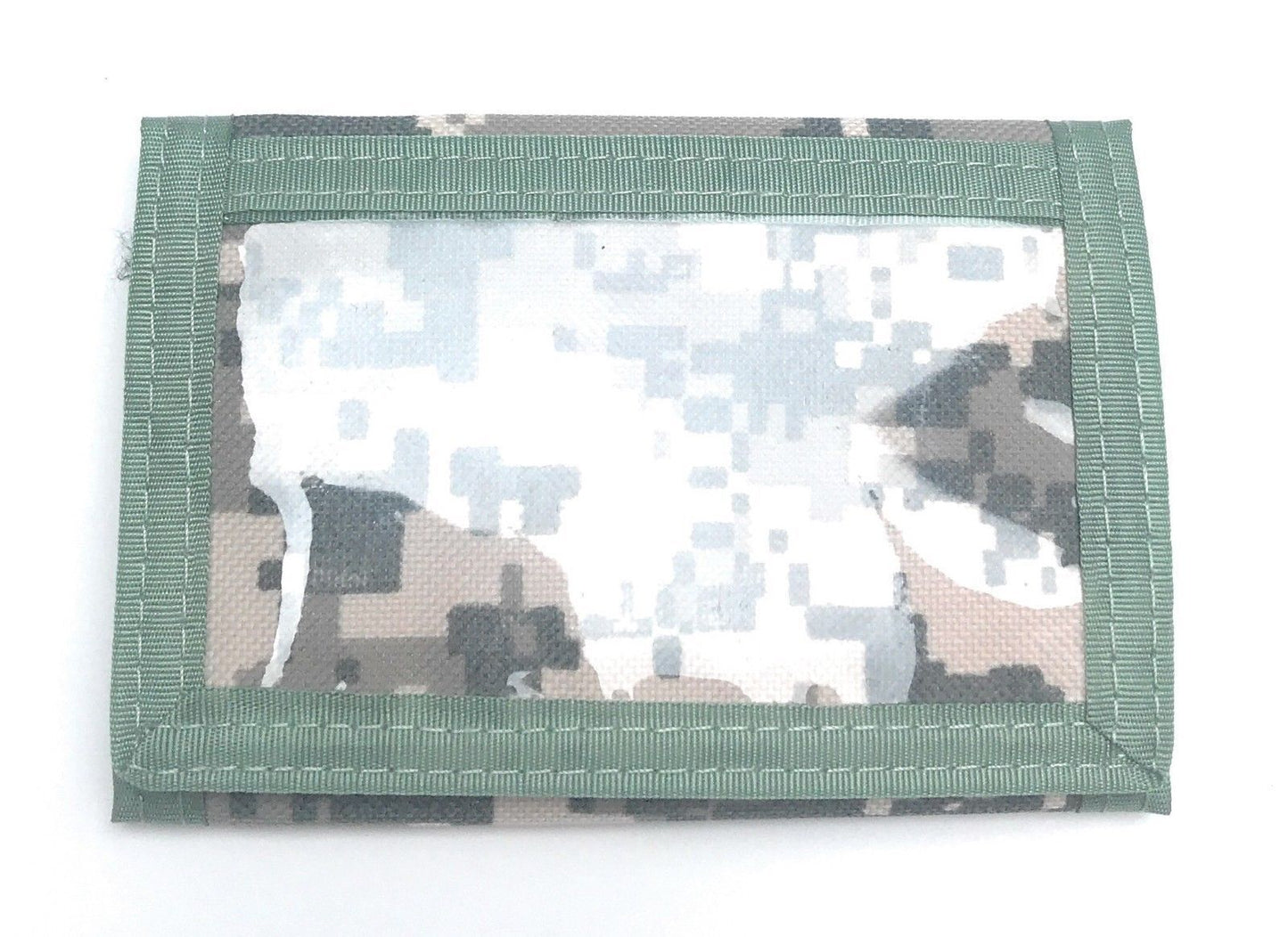Trifold Mens Wallet Digital ACU Gray Camouflage Army Military Clear ID Window-