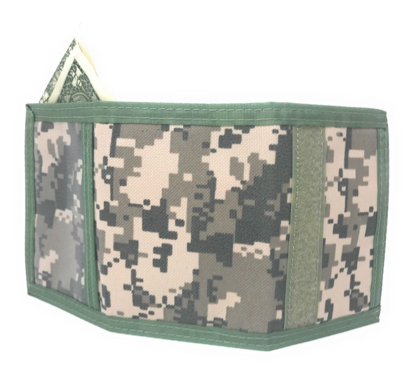 Trifold Mens Wallet Digital ACU Gray Camouflage Army Military Clear ID Window-