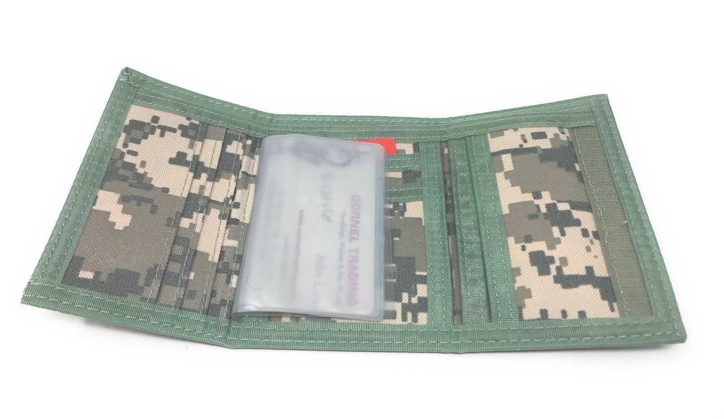 Trifold Mens Wallet Digital ACU Gray Camouflage Army Military Clear ID Window-