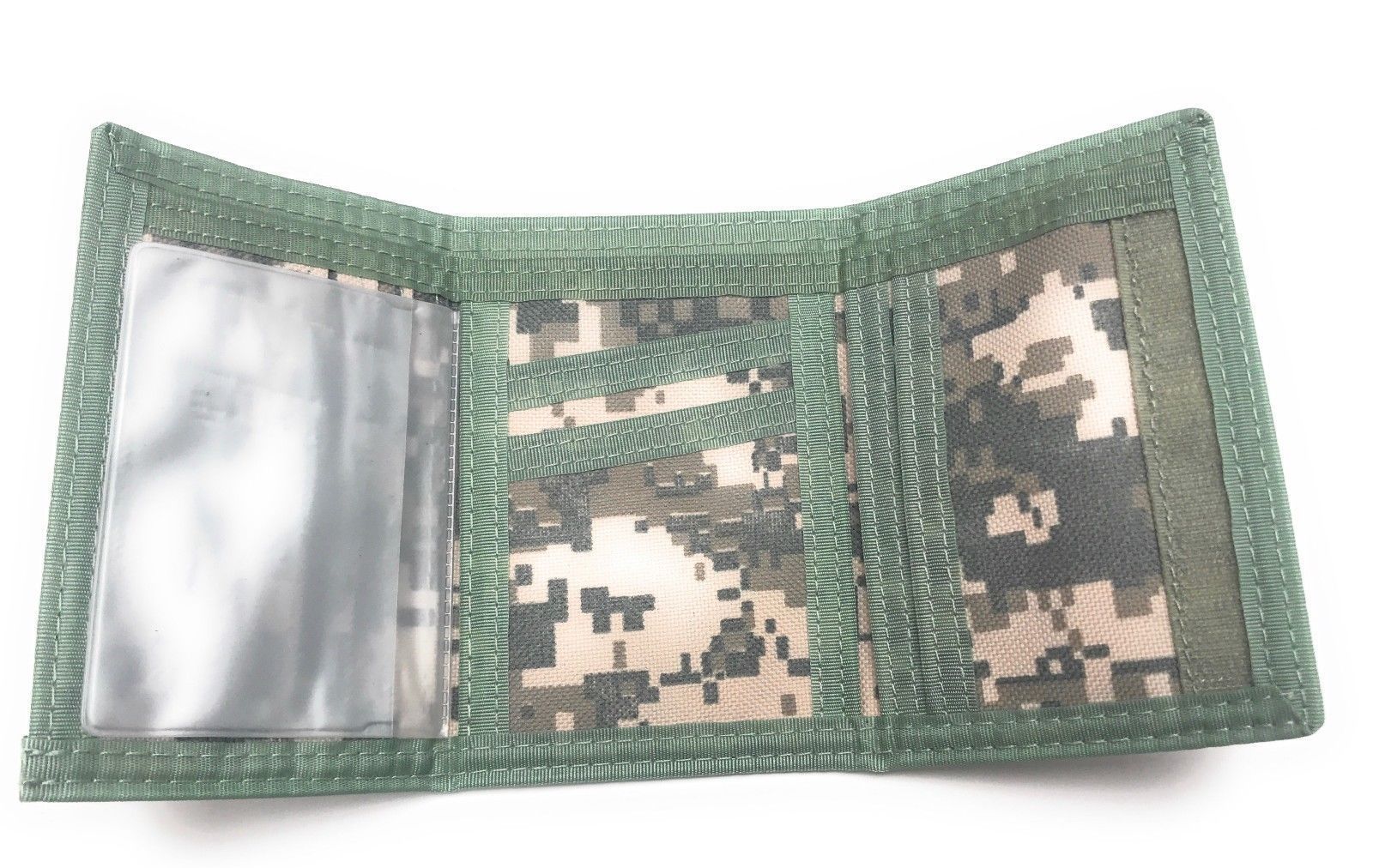 Trifold Mens Wallet Digital ACU Gray Camouflage Army Military Clear ID Window-