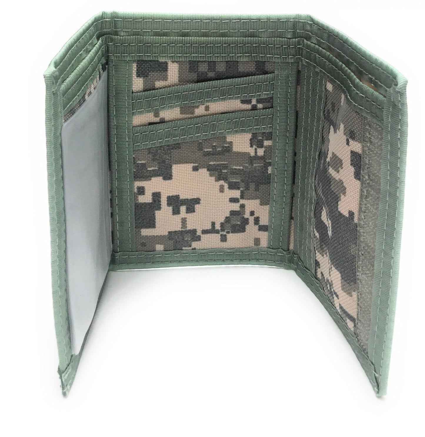 Trifold Mens Wallet Digital ACU Gray Camouflage Army Military Clear ID Window-