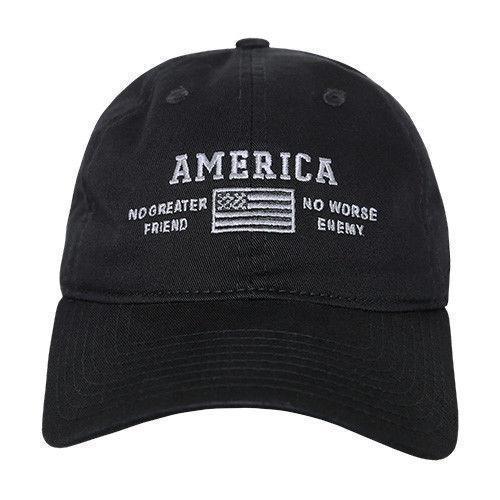 United States Of America No Greater Friend Enemy US Flag Baseball Dad Caps Hats-
