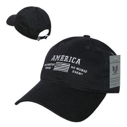 United States Of America No Greater Friend Enemy US Flag Baseball Dad Caps Hats-