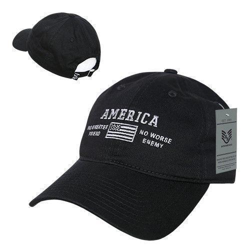 United States Of America No Greater Friend Enemy US Flag Baseball Dad Caps Hats-