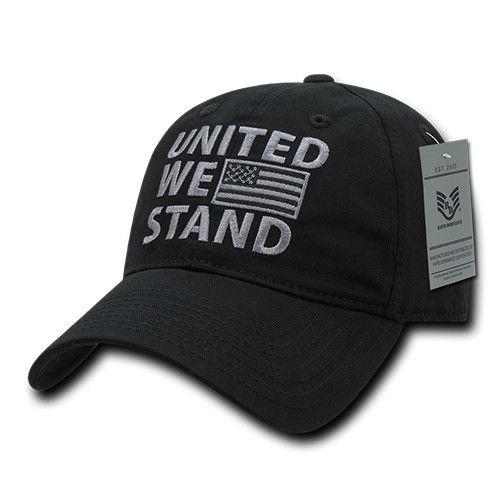 United We Stand USA American Flag Patriotic Baseball Dad Polo Cotton Caps Hats-Black-