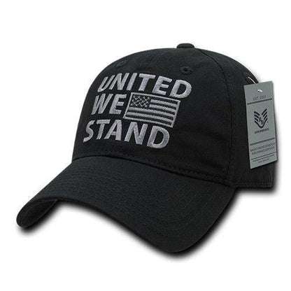 United We Stand USA American Flag Patriotic Baseball Dad Polo Cotton Caps Hats-Black-