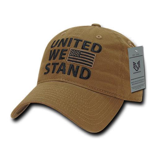 United We Stand USA American Flag Patriotic Baseball Dad Polo Cotton Caps Hats-Black-