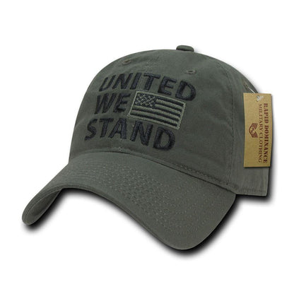 United We Stand USA American Flag Patriotic Baseball Dad Polo Cotton Caps Hats-Black-