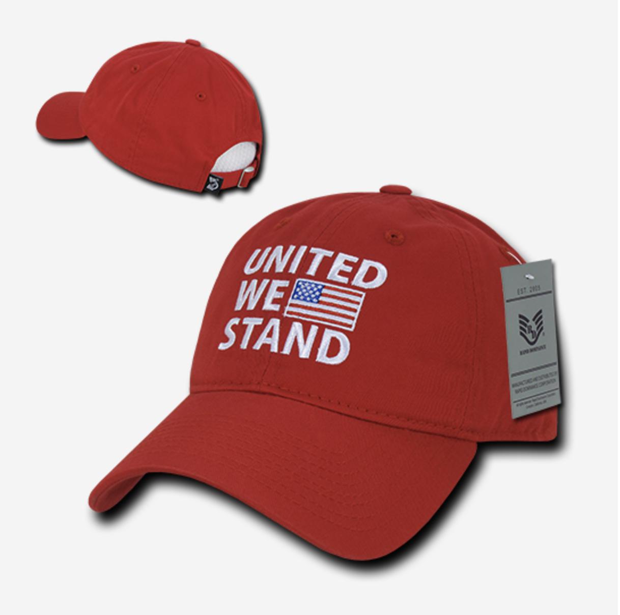 United We Stand USA American Flag Patriotic Baseball Dad Polo Cotton Caps Hats-Black-
