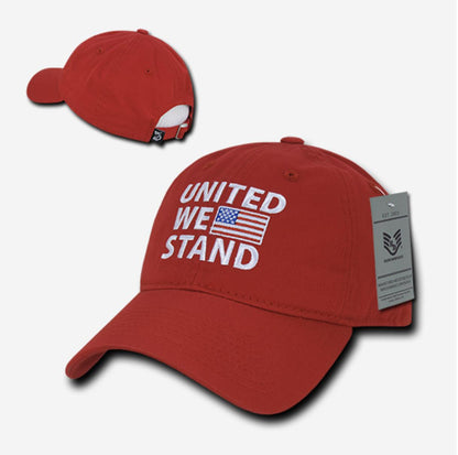 United We Stand USA American Flag Patriotic Baseball Dad Polo Cotton Caps Hats-Black-