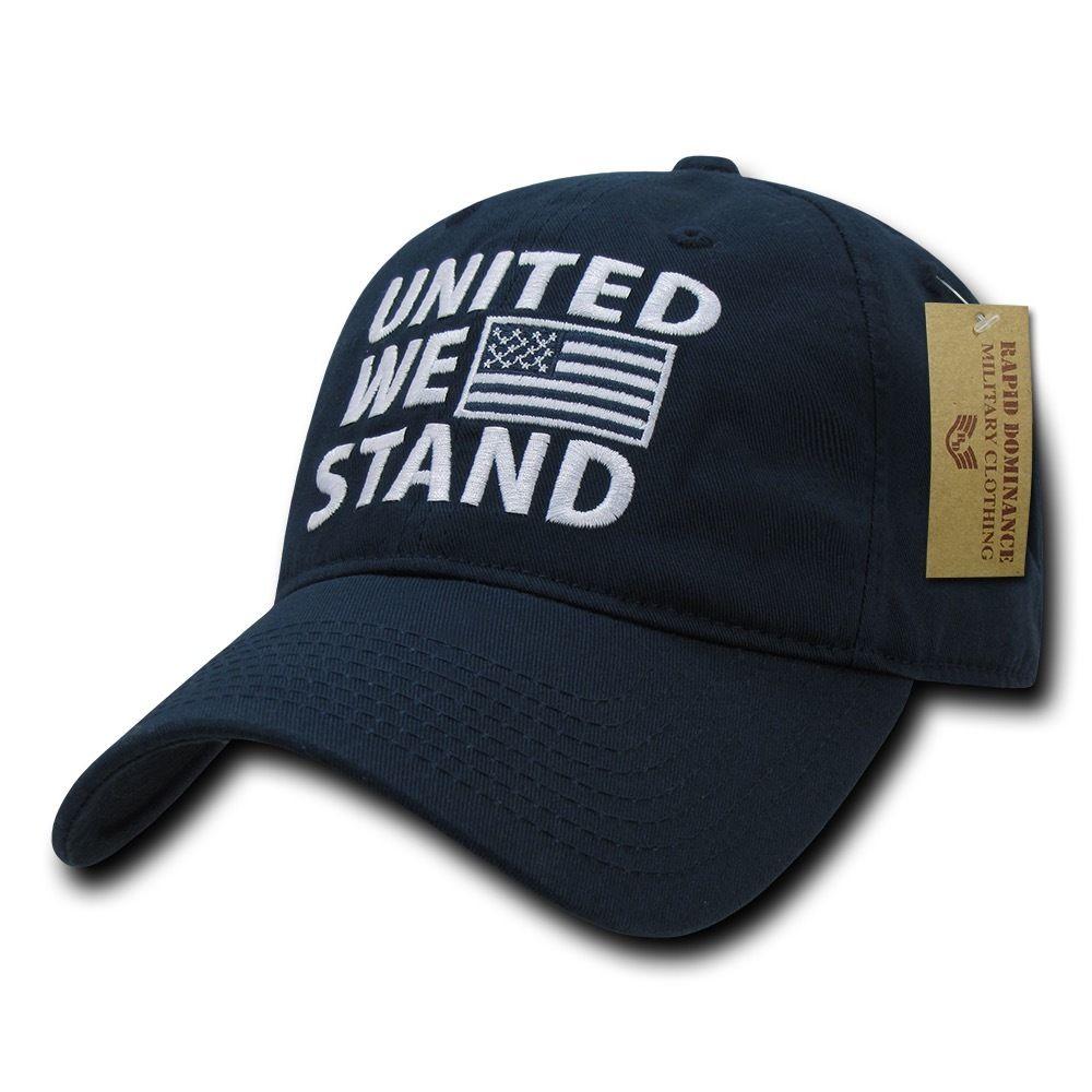 United We Stand USA American Flag Patriotic Baseball Dad Polo Cotton Caps Hats-Black-