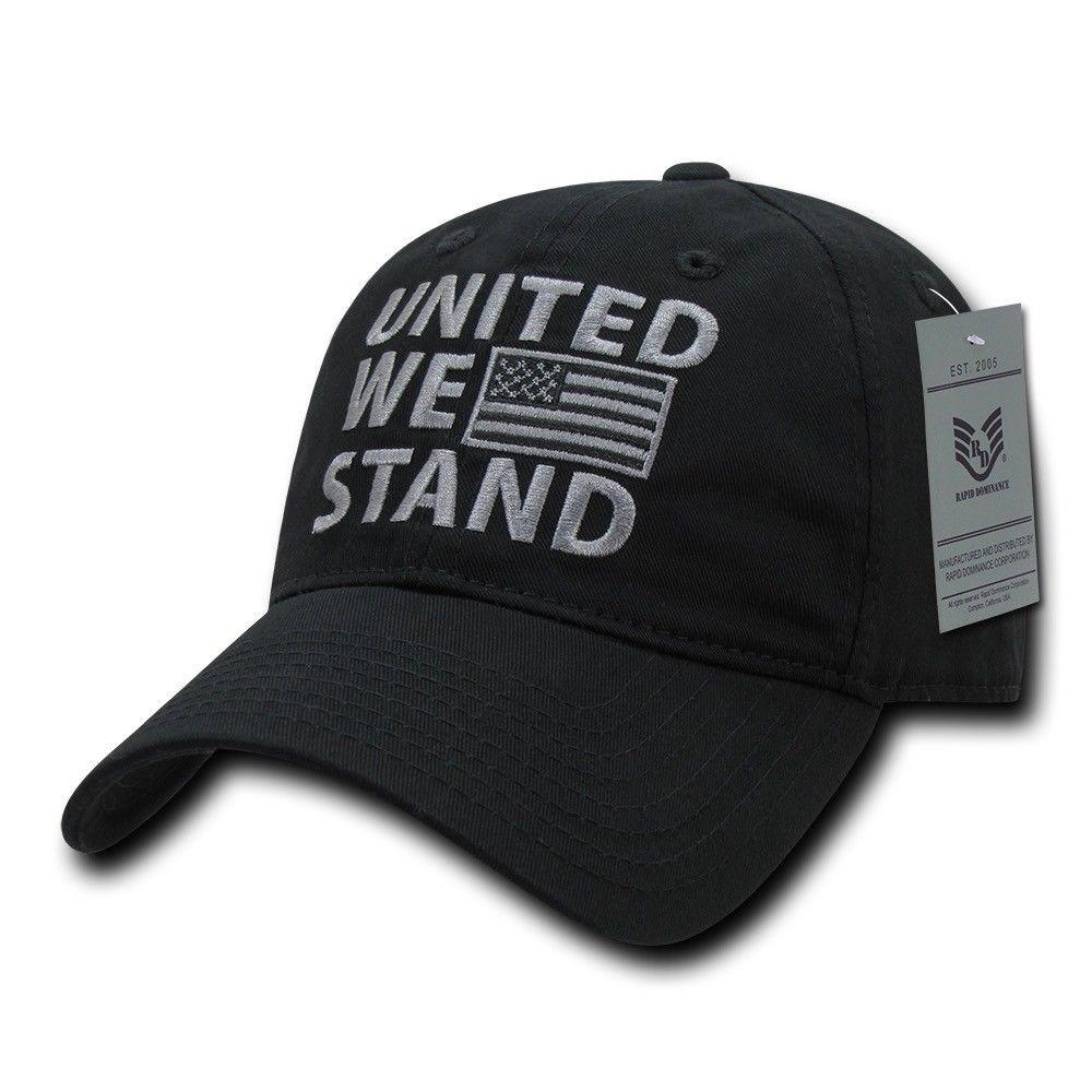 United We Stand USA American Flag Patriotic Baseball Dad Polo Cotton Caps Hats-Black-