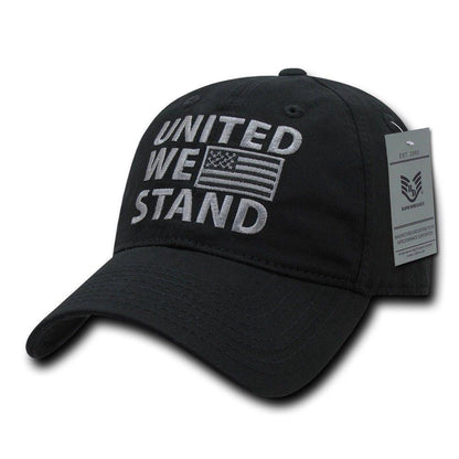 United We Stand USA American Flag Patriotic Baseball Dad Polo Cotton Caps Hats-Black-