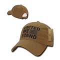 United We Stand USA American Flag Patriotic Baseball Dad Polo Cotton Caps Hats-Coyote-