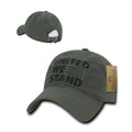 United We Stand USA American Flag Patriotic Baseball Dad Polo Cotton Caps Hats-Olive-