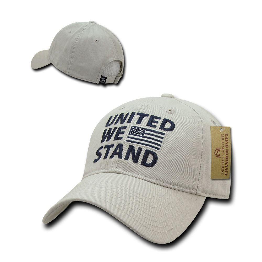 United We Stand USA American Flag Patriotic Baseball Dad Polo Cotton Caps Hats-Stone-