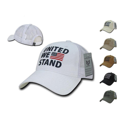 United We Stand USA Flag Patriotic Relaxed Fit Trucker Cotton Baseball Caps Hats-Black-