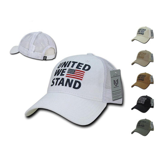 United We Stand USA Flag Patriotic Relaxed Fit Trucker Cotton Baseball Caps Hats-Black-