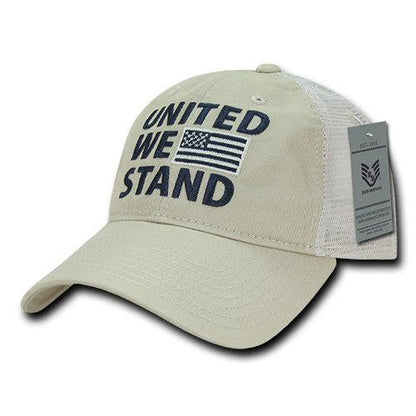 United We Stand USA Flag Patriotic Relaxed Fit Trucker Cotton Baseball Caps Hats-Black-