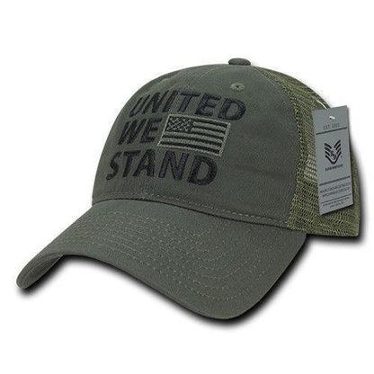 United We Stand USA Flag Patriotic Relaxed Fit Trucker Cotton Baseball Caps Hats-Black-