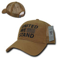United We Stand USA Flag Patriotic Relaxed Fit Trucker Cotton Baseball Caps Hats-Coyote-