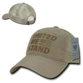 United We Stand USA Flag Patriotic Relaxed Fit Trucker Cotton Baseball Caps Hats-Khaki-