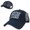 United We Stand USA Flag Patriotic Relaxed Fit Trucker Cotton Baseball Caps Hats-Navy-