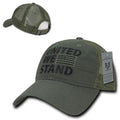 United We Stand USA Flag Patriotic Relaxed Fit Trucker Cotton Baseball Caps Hats-Olive-