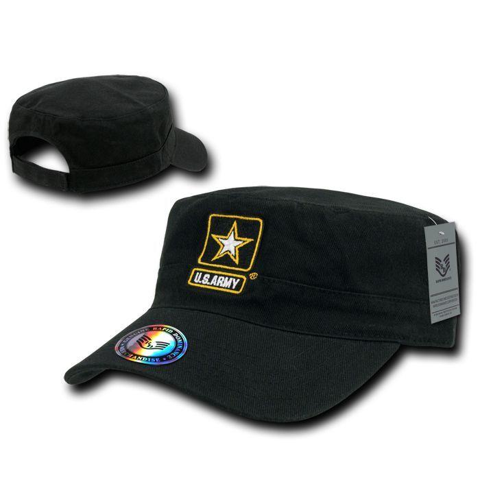 US Army Cadet Military Air Force Coast Guard Marines Navy Cotton Bdu Hats Caps-Army Star Logo - Black-