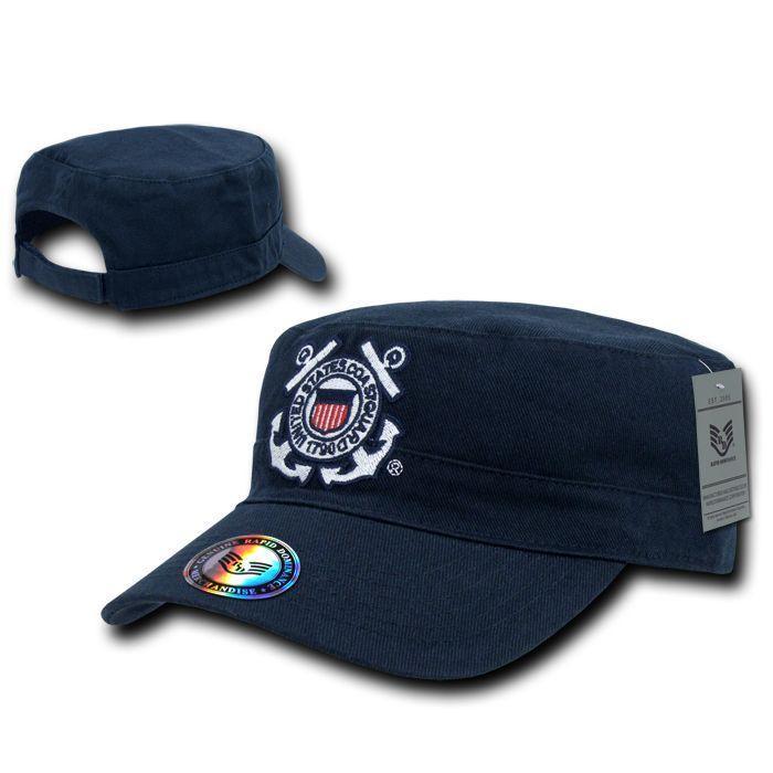 US Army Cadet Military Air Force Coast Guard Marines Navy Cotton Bdu Hats Caps-Coast Guard Logo - Navy-