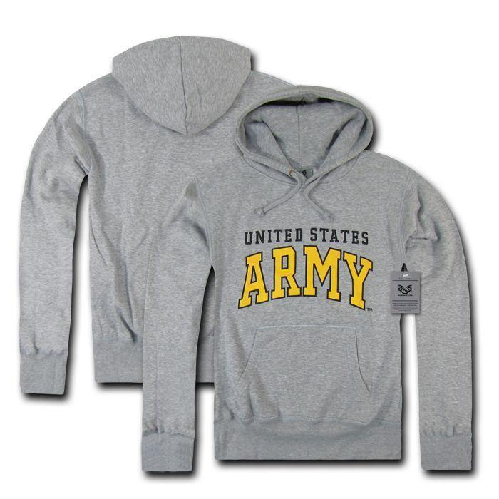 US Military Air Force Army Marines Coast Guard Navy Pullover Hoodie Sweatshirt-S46 - ARM - HEATHER GREY-Regular-Small