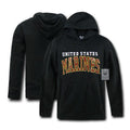 US Military Air Force Army Marines Coast Guard Navy Pullover Hoodie Sweatshirt-S46- MARINE -BLACK-Regular-Small