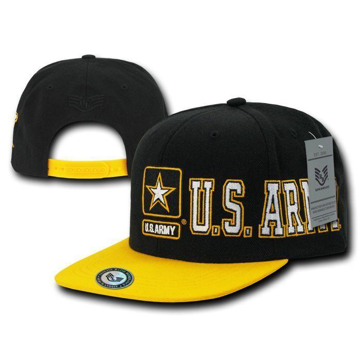 Rapid Dominance US Military Army Air Force Navy Marines Coast Guard D Day Caps Hats-Army - Black/Gold-