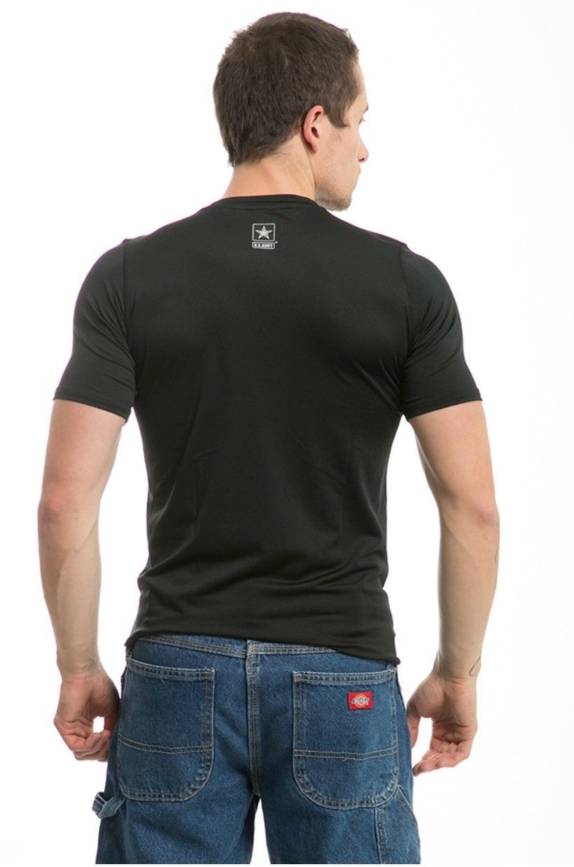 US Military Army Air Force Navy Training Workout Muscle Anti-Microbial T-Shirts-Army - Black-Small-S30