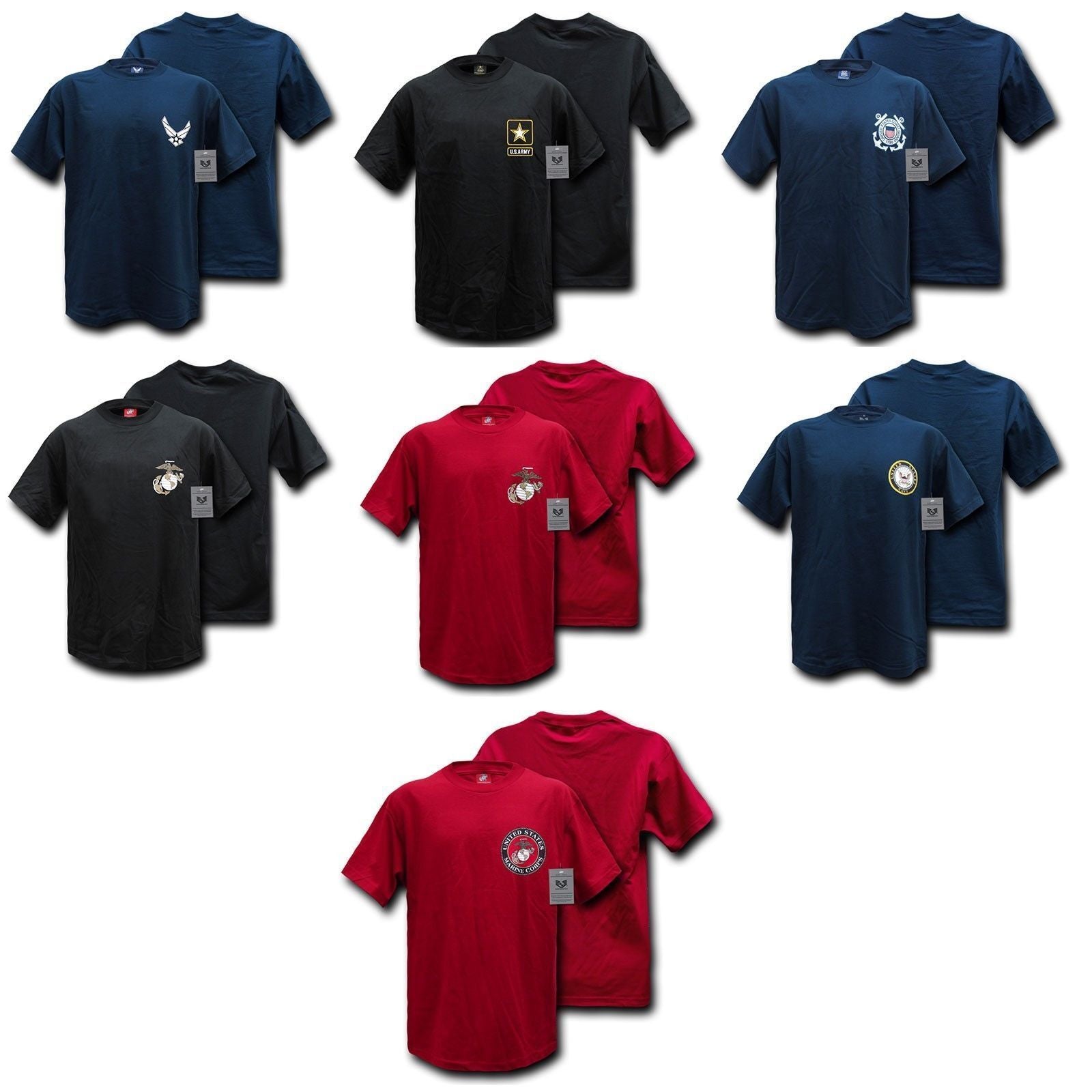 US Military Army Air Force USmc Marines Coast Guard Navy T-Shirt T-Shirts Tees-Air Force - Navy-Small-S26