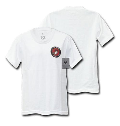 US Military Army Air Force USmc Marines Coast Guard Navy T-Shirt T-Shirts Tees-Marines Emblem - White-Small-S26