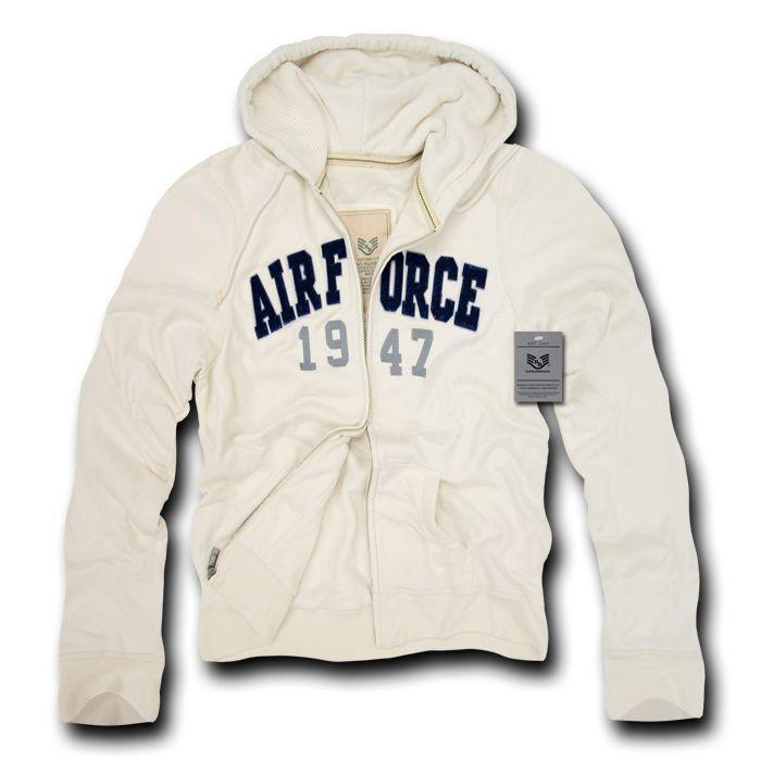 US Military Navy Air Force Army Marines Waffle Lined Fleece Hoodie Sweatshirt-Medium-R44-Airforce - Cream