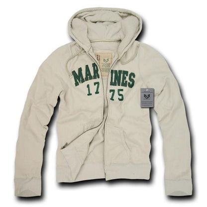 US Military Navy Air Force Army Marines Waffle Lined Fleece Hoodie Sweatshirt-Small-R44-Marines - Khaki