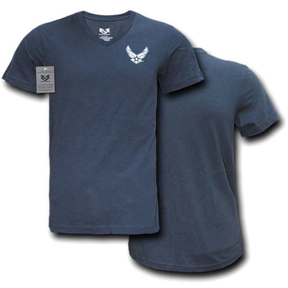 Rapid Dominance US Patriotic Military V-Neck Army Air Force Coast Guard Marines Navy T-Shirts-Air Force - Navy-Regular-Small