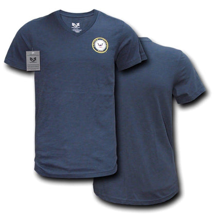 Rapid Dominance US Patriotic Military V-Neck Army Air Force Coast Guard Marines Navy T-Shirts-Air Force - Navy-Regular-Small