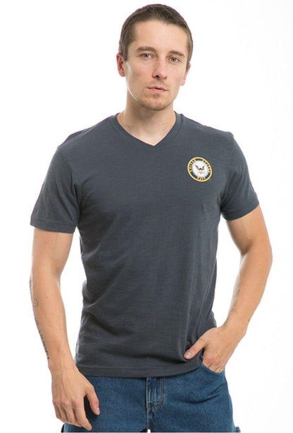 Rapid Dominance US Patriotic Military V-Neck Army Air Force Coast Guard Marines Navy T-Shirts-Air Force - Navy-Regular-Small