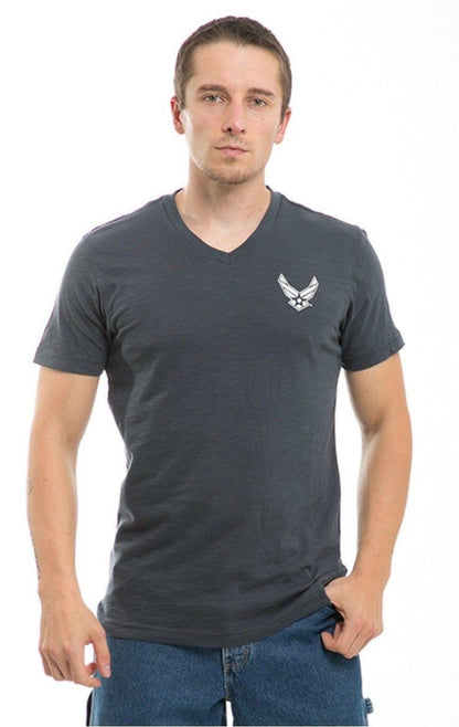 Rapid Dominance US Patriotic Military V-Neck Army Air Force Coast Guard Marines Navy T-Shirts-Air Force - Navy-Regular-Small