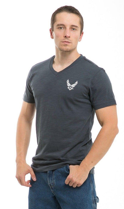 Rapid Dominance US Patriotic Military V-Neck Army Air Force Coast Guard Marines Navy T-Shirts-Air Force - Navy-Regular-Small