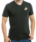 Rapid Dominance US Patriotic Military V-Neck Army Air Force Coast Guard Marines Navy T-Shirts-Marines - Black-Regular-Small