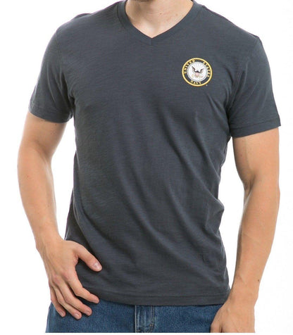 Rapid Dominance US Patriotic Military V-Neck Army Air Force Coast Guard Marines Navy T-Shirts-Navy - Navy-Regular-Small