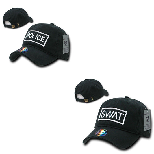 Rapid Dominance USA Police Swat Law Enforcement 2 Ply Cotton Raid Caps Hats-Police - Black-
