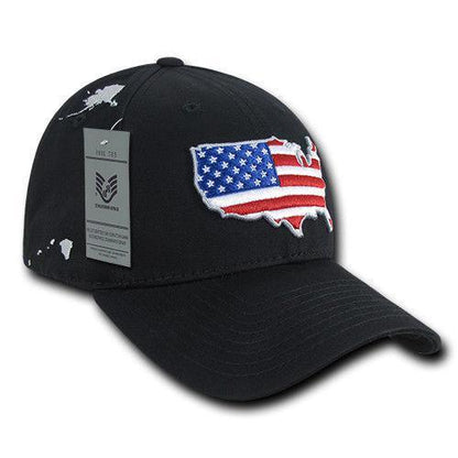 USA American Flag Patriotic Embroidered Globe Low Crown Dad Baseball Caps Hats-USA-Black-