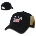 USA American Flag United We Stand Gadsden Baseball Dad Caps Hats Cotton Polo-A03-Black-