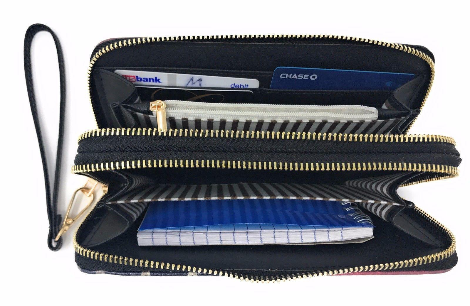 USA American Flag Wallet Purse Wristlet Gifts For Women Mom Girlfriend Wife-