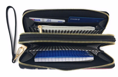 USA American Flag Wallet Purse Wristlet Gifts For Women Mom Girlfriend Wife-